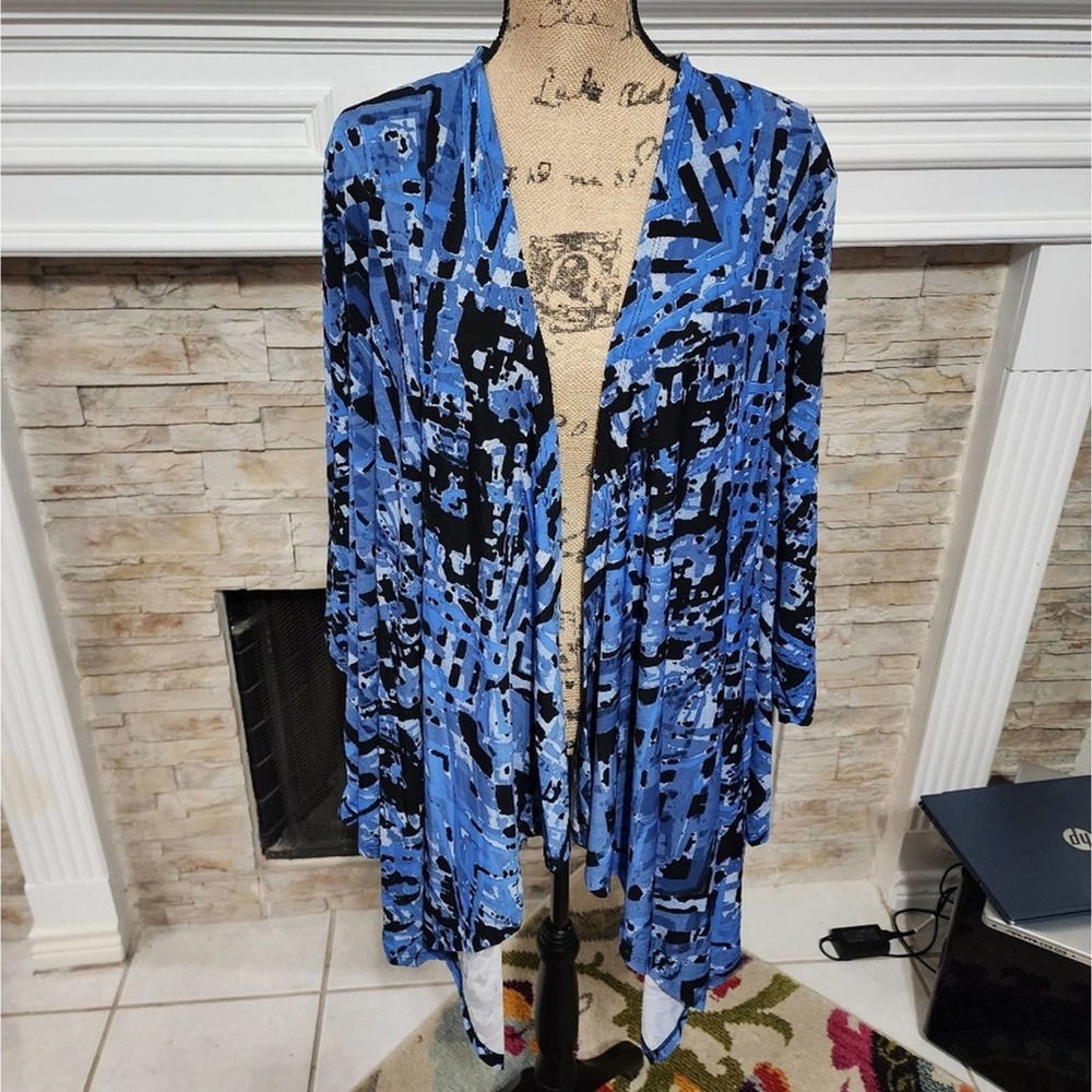 Avenue black and blue drape front jacket kimono plus size 22 24 3X new!!!